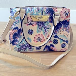 Nicole by Nicole Miller floral handbag with removable crossbody strap.